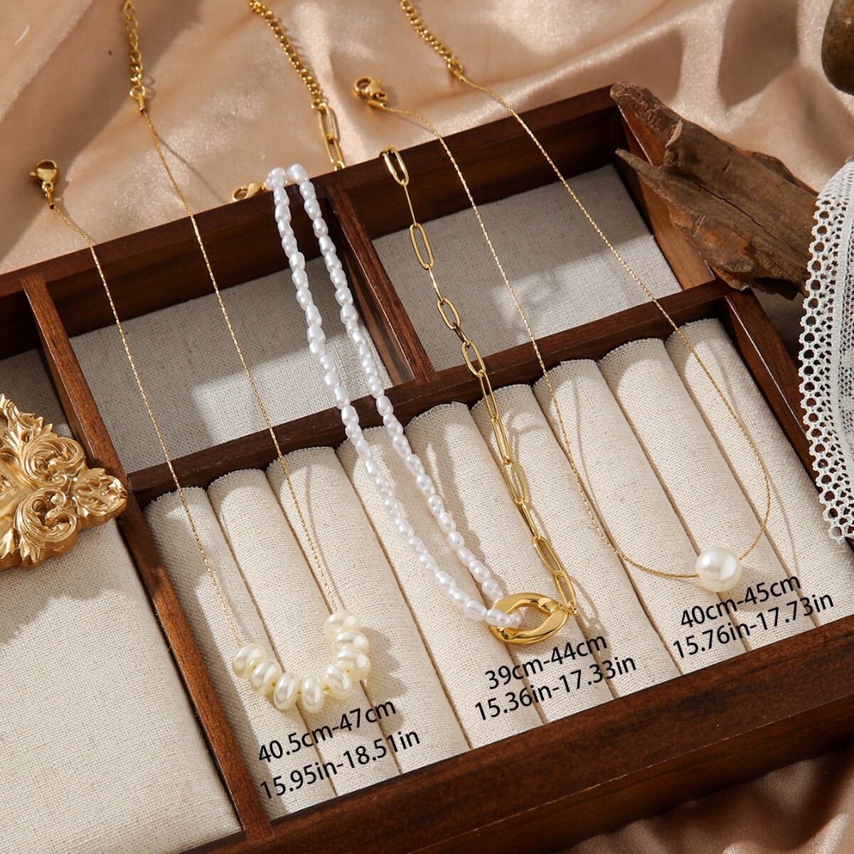 Gold Stainless Steel Ins Pearl Necklace for Women Double Layer Stacked Multi-layer Exquisite Non-fading Clavicle Chain