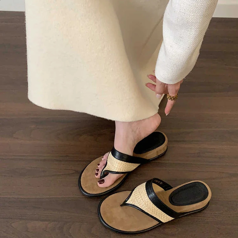 Summer Women Wedges Heel Clip Toe Slippers Outdoor Casual Beach Vacation Slide Ladies Fashion Bohemia Style Flip Flop 250528