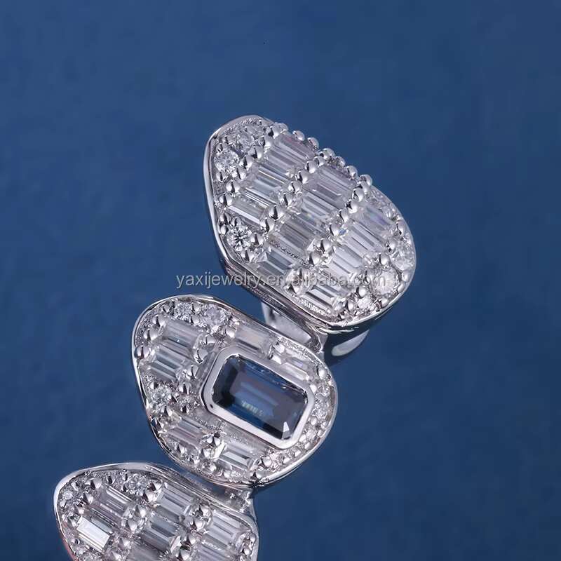 Custom S925 Silver 10K 14K 18K Solid Gold Grillz Teeth Iced Out Emerald Cut VVS Moissanite Lab Natural Diamond Grillz for Teeth