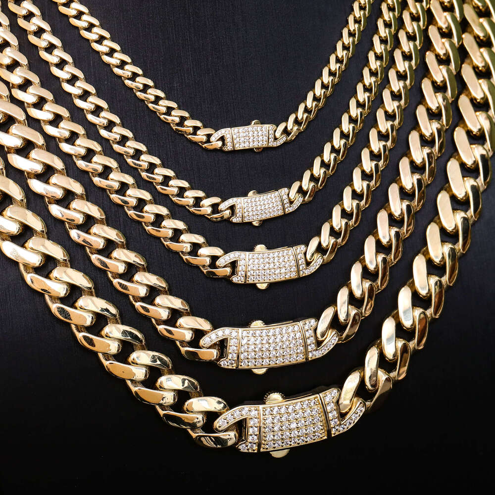 Fine Jewelry 8-14mm Moissanite Cuban Link Chain Necklace 14k Gold 925silver Hiphop Style Iced Out Cuban Chain Bracelet