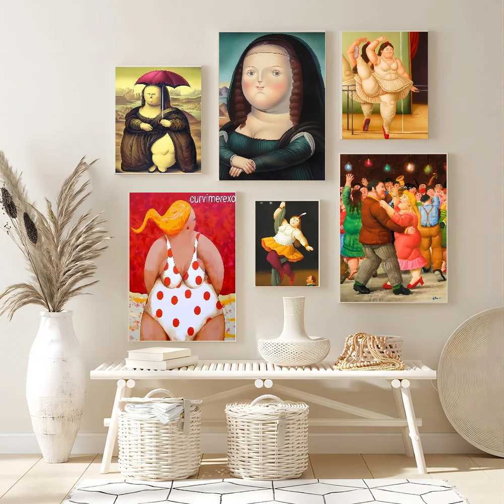 Famous Fernando Botero Dacing Anime Posters Sticky HD Quty Wall Art Retro Posters for Home Kawaii Room Decor Y250602