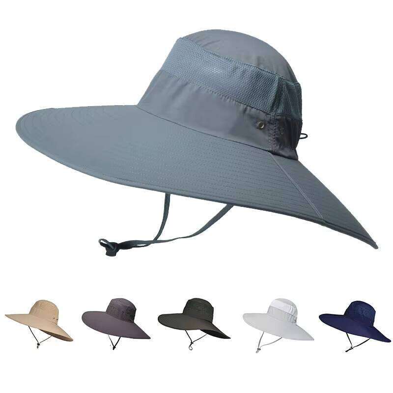 Wholesale Custom Outdoor Summer Travel Breathable Sun Protection Super Wide Brim Cooling Nylon Fisherman Bucket Hiking Hat