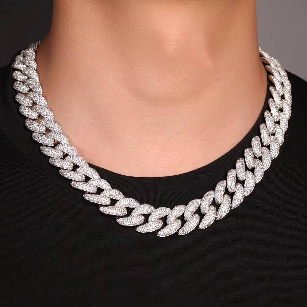 20mm necklace, high-quality pearl boy paving zircon bubbles, Miami Cuban chain rock jewelry
