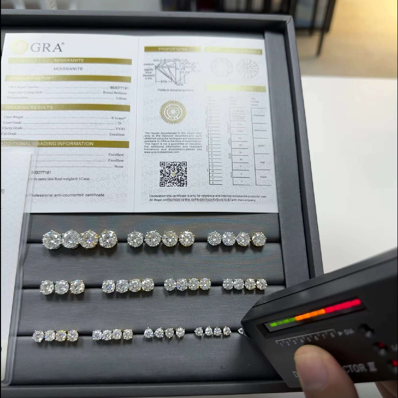 Certified Round Moissanite Stud Earrings Sterling Silver White Gold with Screw Back Pass Diamond Tester Certified