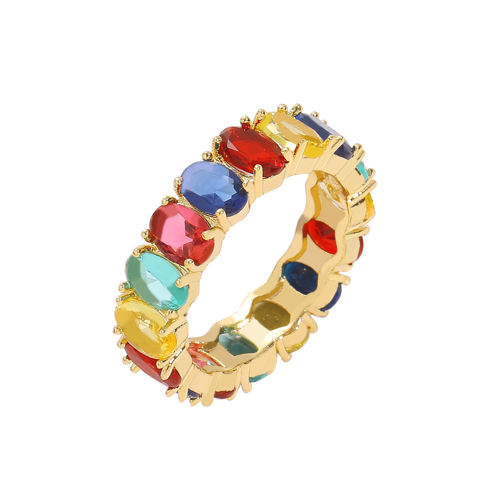 Hip Hop Colorful Moissanite Ring Simple and Personalized Oval Moissanite Ring for Male and Female Couples Hip Hop Ring moissanite