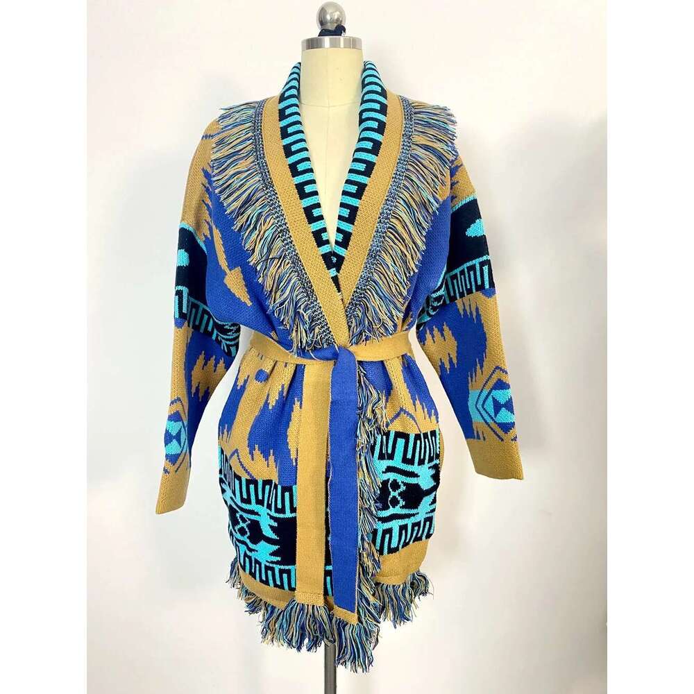 Boho Inspired Cashmere-Wool Wrap Cardigan Brand Knitted Cardigan Sweater For Women Side Pockets Warm Oversized Cardigans