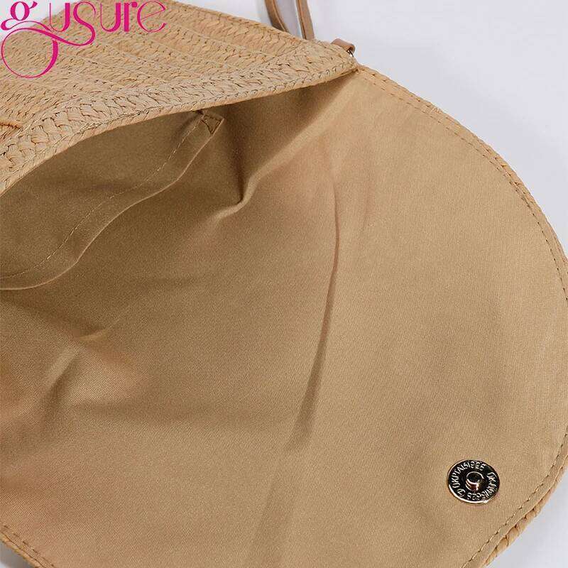 Straw Woven Shoulder Crossbody Bag Beach Clutch Handbag Casual Summer Handmade Envelope Bags for Women Totes Purse