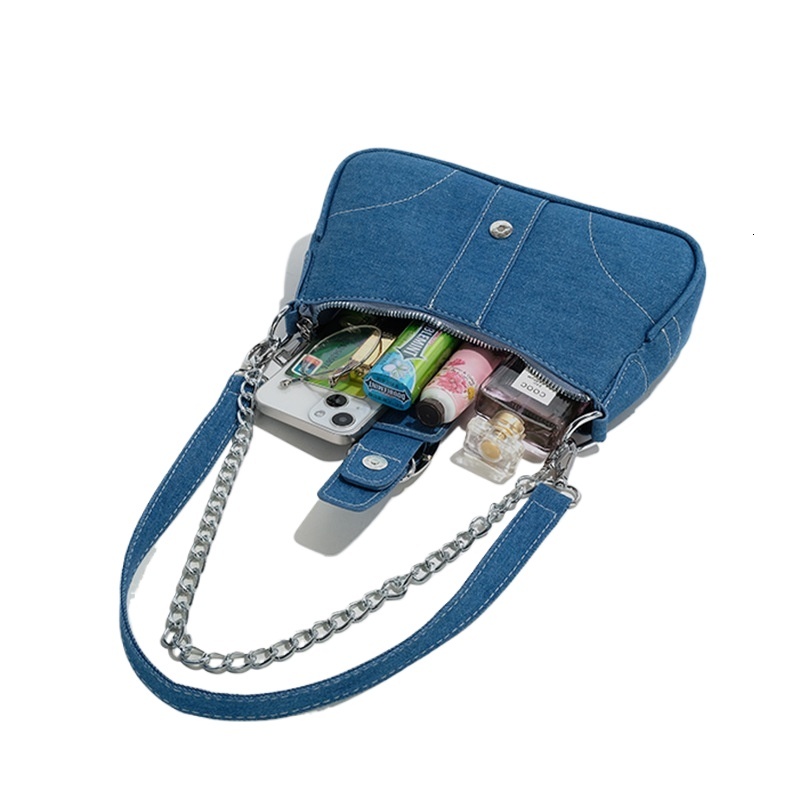 designer High-End Denim Canvas Small Bag for Women 2025 New European and American Style Trendy Shoulder Bag Chain Crossbody Bag Small Square Bag