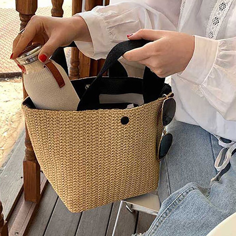 designer Ins 2025 New Beach Summer Vacation Summer Pastoral Style Woven Bag Retro Handheld Straw Bag for Women