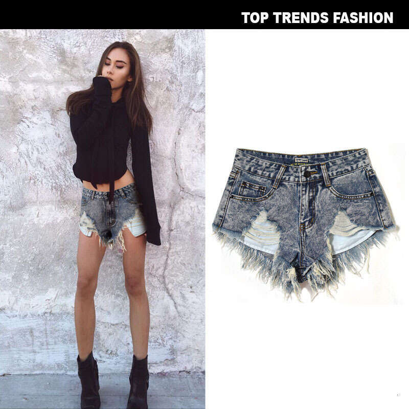 Denim Shorts Jeans Shorts Women S Slim Fit High Waist Distressed Irregular Pocket Tassel Snowflake Retro Denim Shorts Ripped Short Jeans