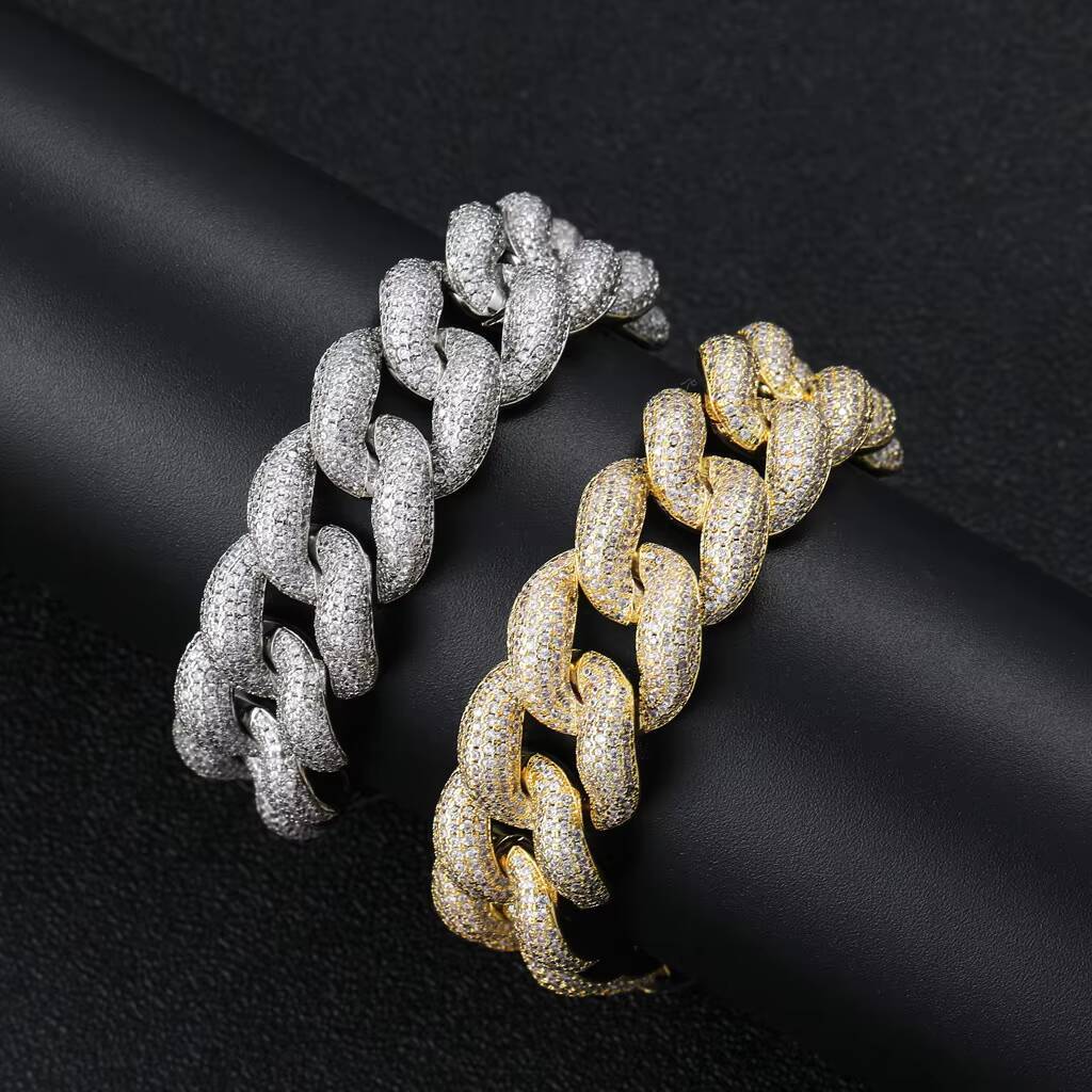 18mm Hip Hop Iced Out Necklace Brass Zircon Dia Cuban k Chain Men Jewelry