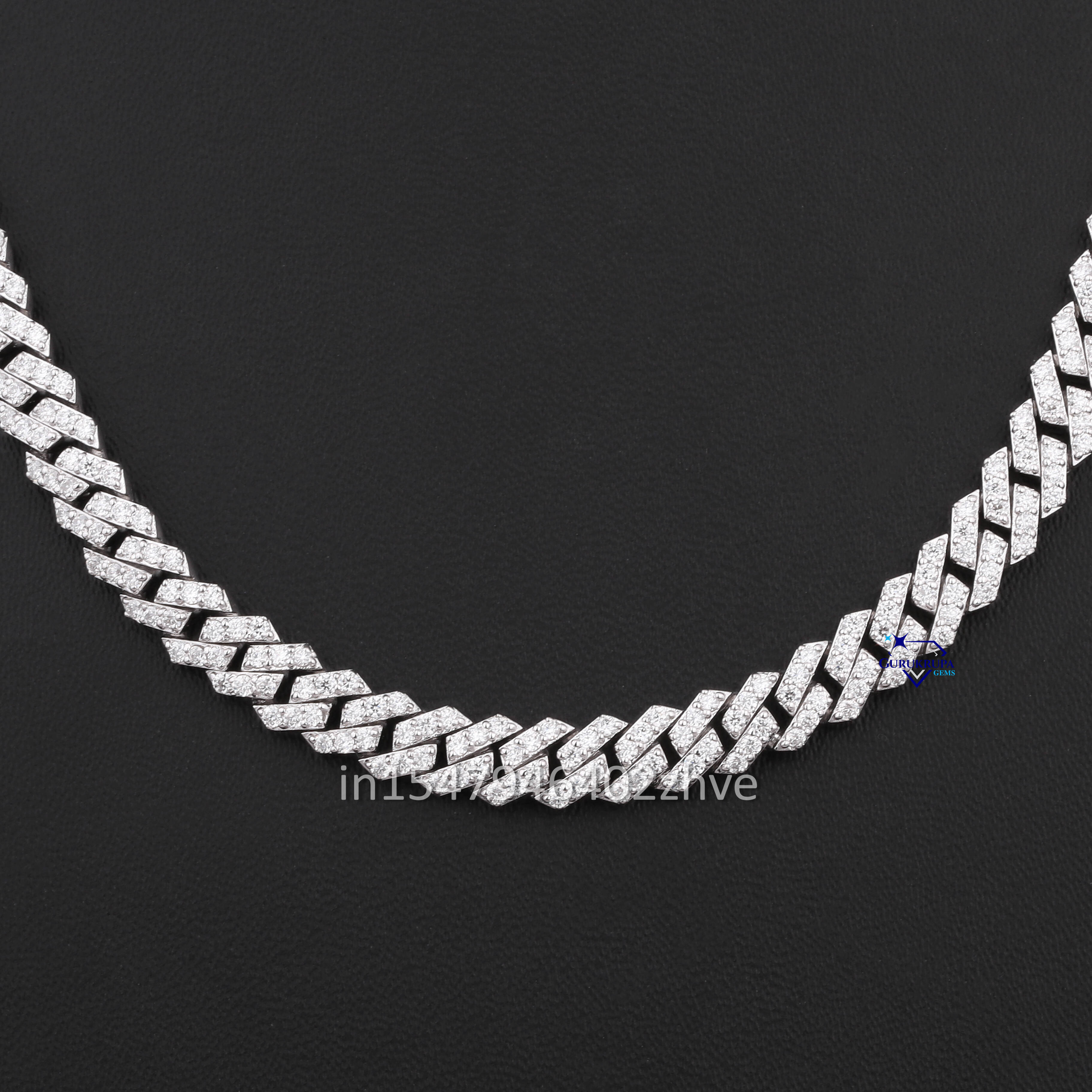 Miami Cuban Chain Necklace Iced Hip Hop Men's Jewelry Pure Sier Laboratory Planting VVS Women's Clarity
