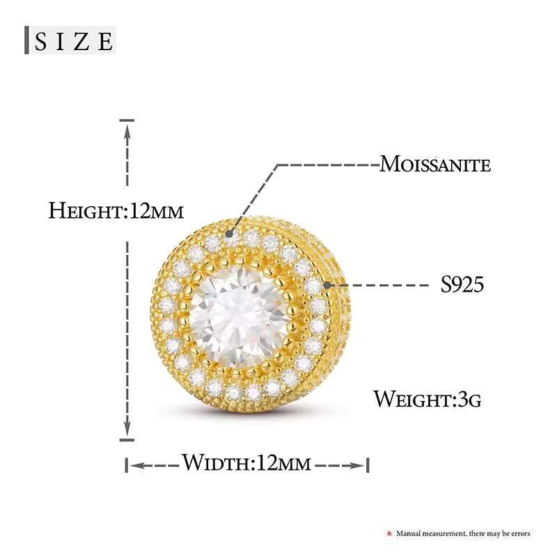 Luxury Moissanite Diamond Earrings for Women Real 925 Sterling Silver Stud Earring for Wedding