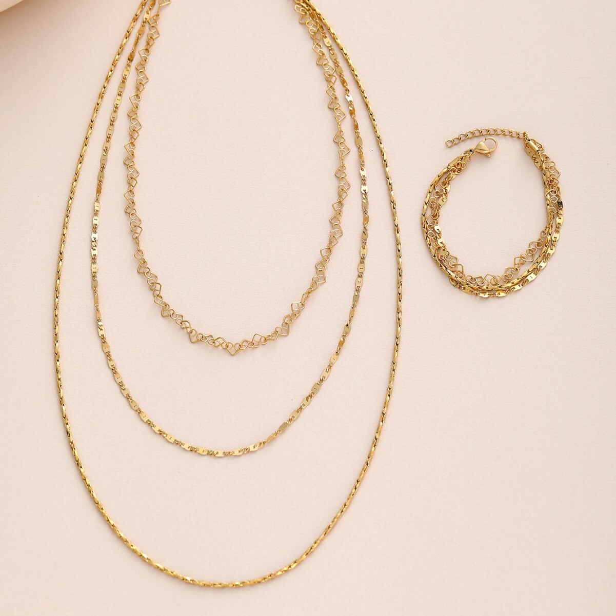 Style Gold-Plated Three-Layer Fashion Versatile Women's Titanium Steel Non-Fading Jewelry