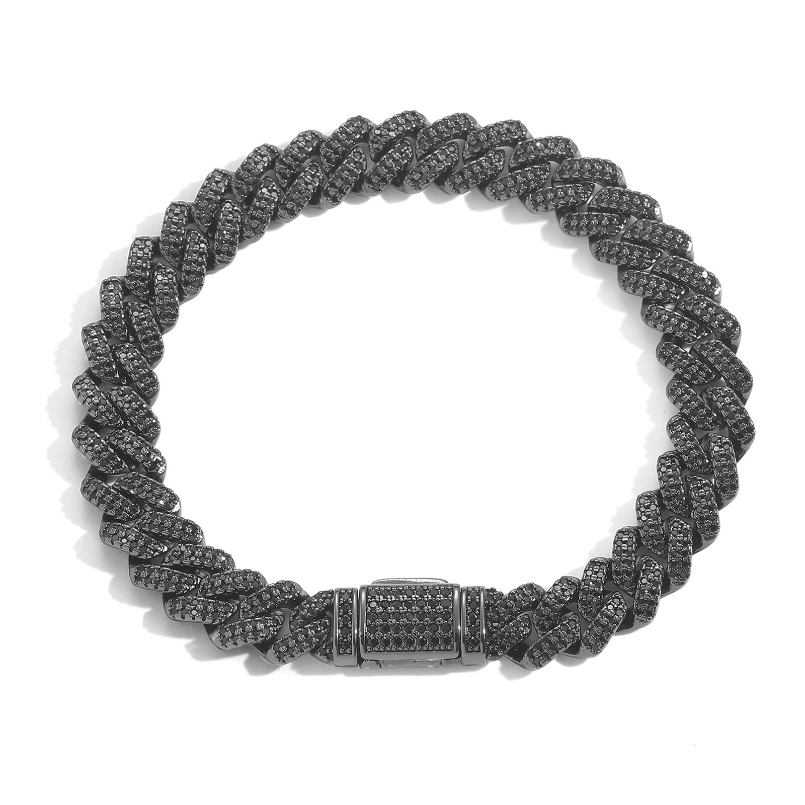 Bracelet Black Moissanite 10-13-15-20mm Rhombus Cuban Chain Trendy Hip-Hop Personality Bracelet moissanite