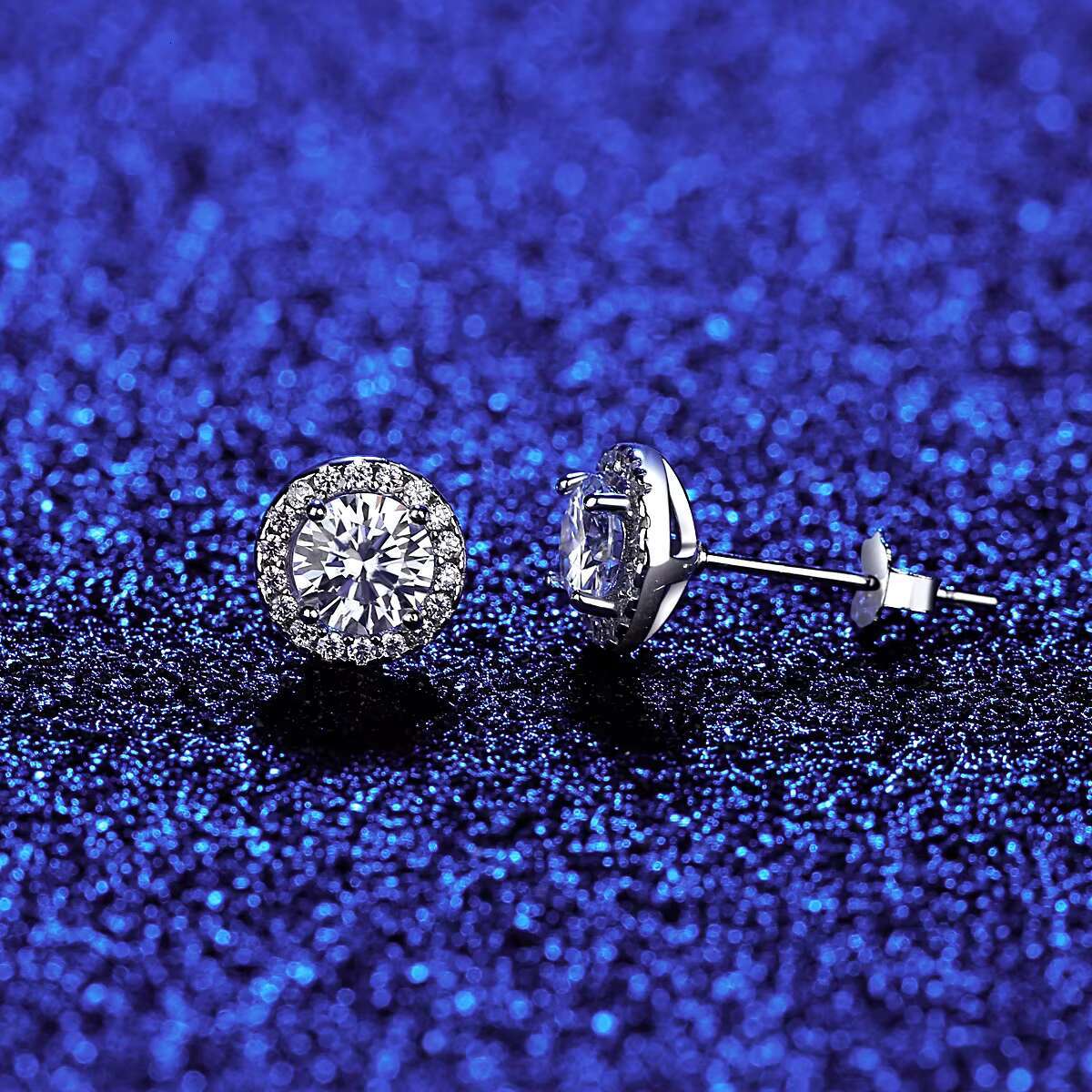 Luxury Full Diamond Engagement Wedding Bridal Earrings Accessories 925 Sterling Silver VVS1 Round Moissanite Stud Earrings