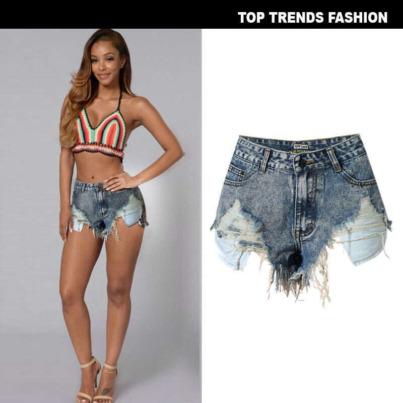 Denim Shorts Jeans Shorts Women S Slim Fit High Waist Distressed Irregular Pocket Tassel Snowflake Retro Denim Shorts Ripped Short Jeans