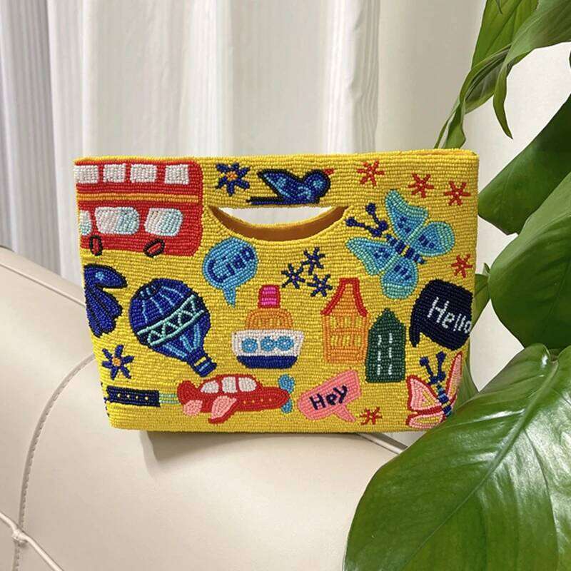 OLOEY DOYUTIG Brand Women's Indian Beaded Handbag Retro Handmade Mini Totes Lady Embroidery Bead Evening Bags Wedding Party Bag N029