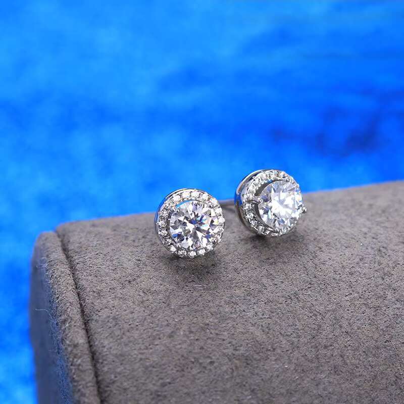 Merryshine Wholesale Women 925 Sterling Silver Gra Diamond Moissanite Studs Earrings