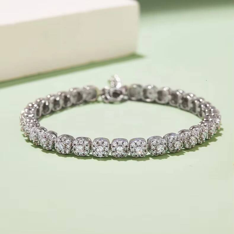 Sterling Sier Platinum Plated Silicon Stone Tennis Bracelet