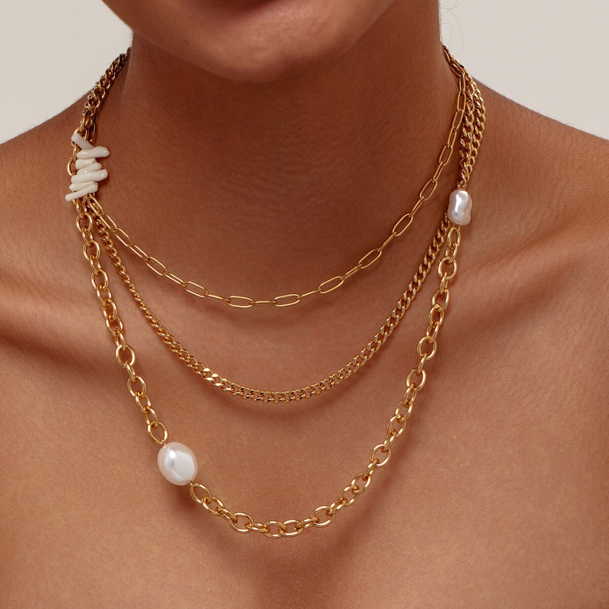 Trendy Jewelry Simple Layered Versatile Pearl for Women Multi-layer Rice Bead Necklace