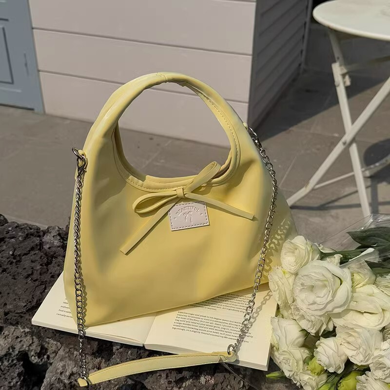 designer Korean Style Simple Casual Crossbody Bag Shoulder Bag 2025 Spring New Sweet Strap Bowknot Handbag for Women