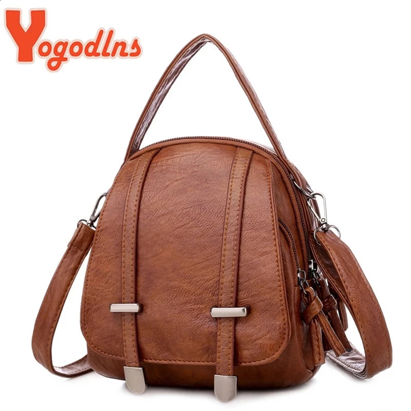 Yogodlns Vintage Small Shoulder Bag Women Soft PU Leather Crossbody Bag Multifunction Messenger Bag Casual Lady Handbag Bolso 250526
