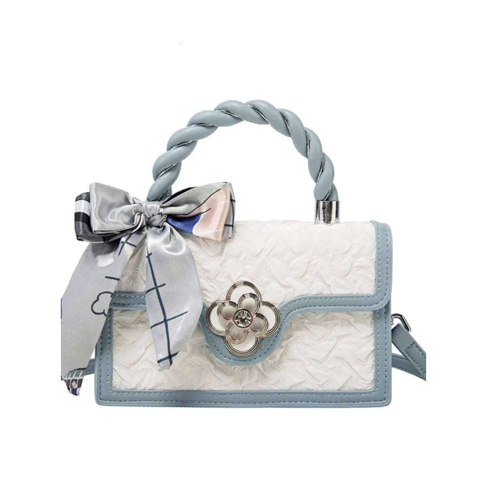 2024 New Fashion Popular Handheld Square With Contrast Color And Delicate Flower Metal Decoration Shoulder Messenger Bag