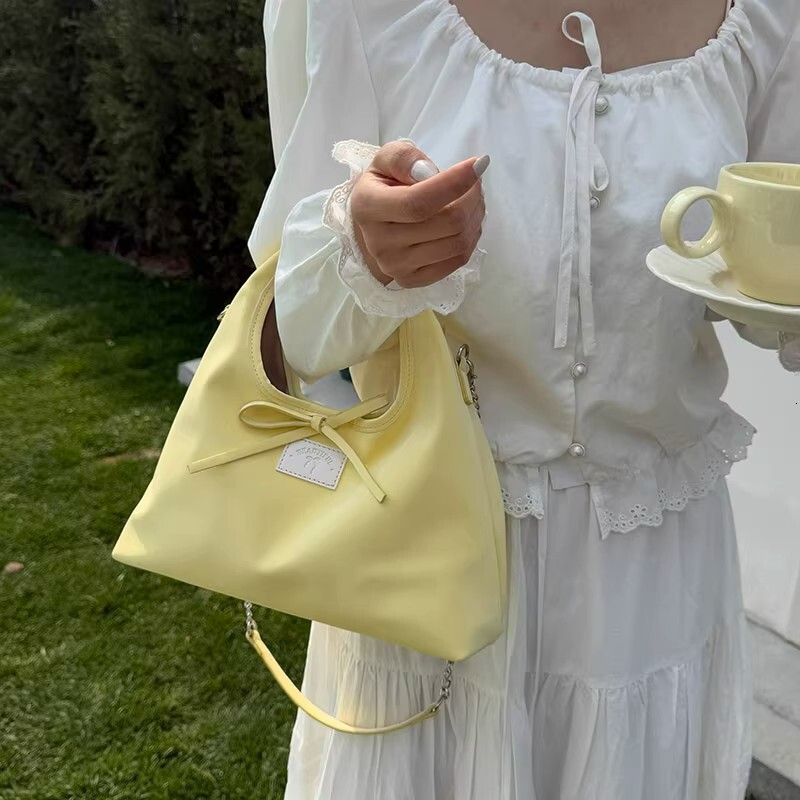 designer Korean Style Simple Casual Crossbody Bag Shoulder Bag 2025 Spring New Sweet Strap Bowknot Handbag for Women