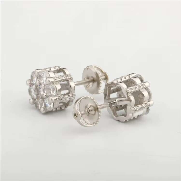 New Arrival 925 Sterling Silver Moissanite Diamond Stud Earrings Hip Hop Jewelry Trendy New Style Vvs1 Moissanite Earrings
