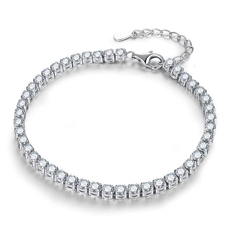 Real Moissanite Tennis Bracelet 0.1ct Women's Sterling Sier White Gold Plated Eternal Wedding Boutique Jewelry