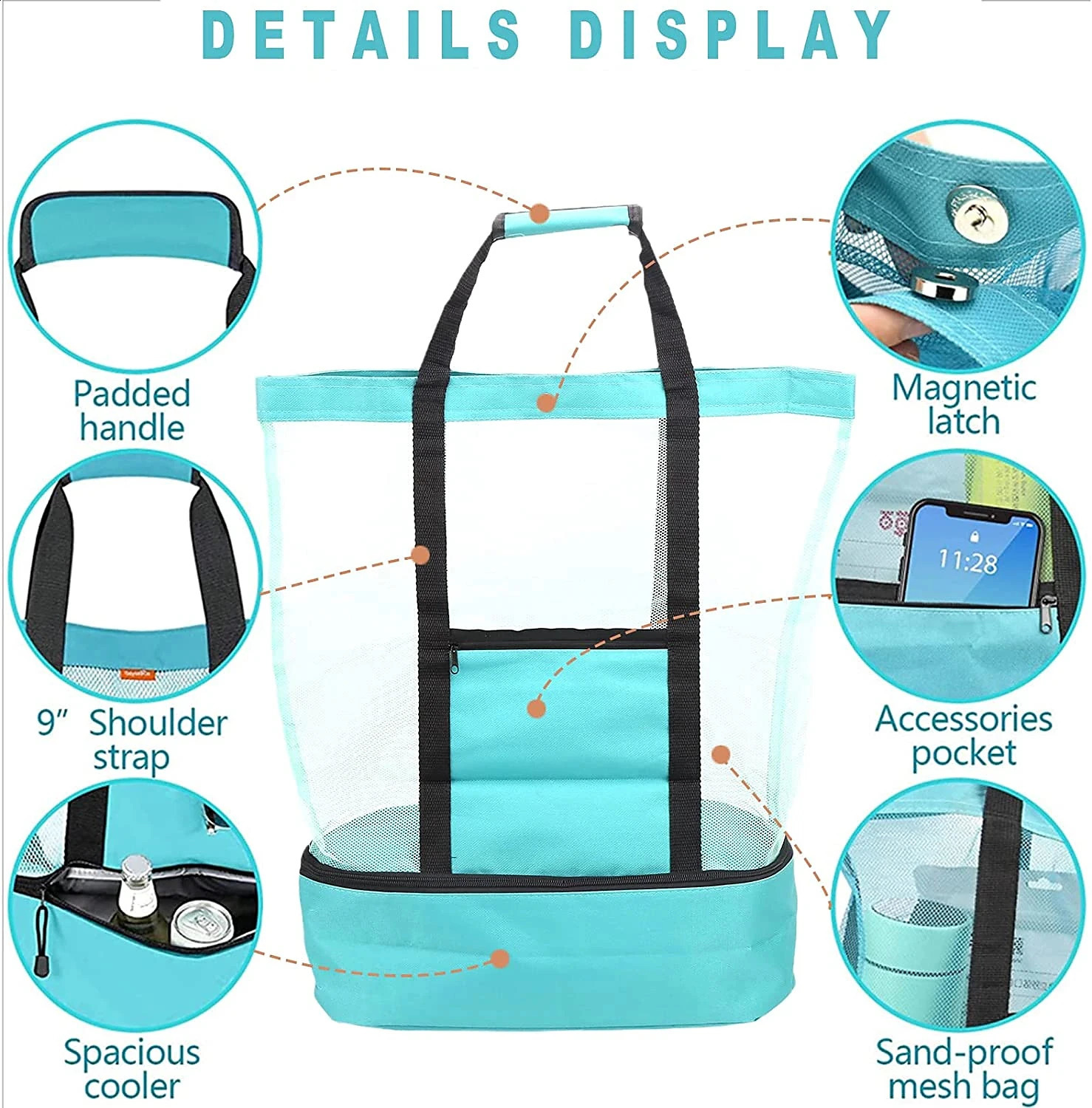 Minimalist Double Layer Beach Bag with Insulated Layer Lightweight Versatile Travel Outdoor Bag for Women Pool Beach Tote Bag 250530