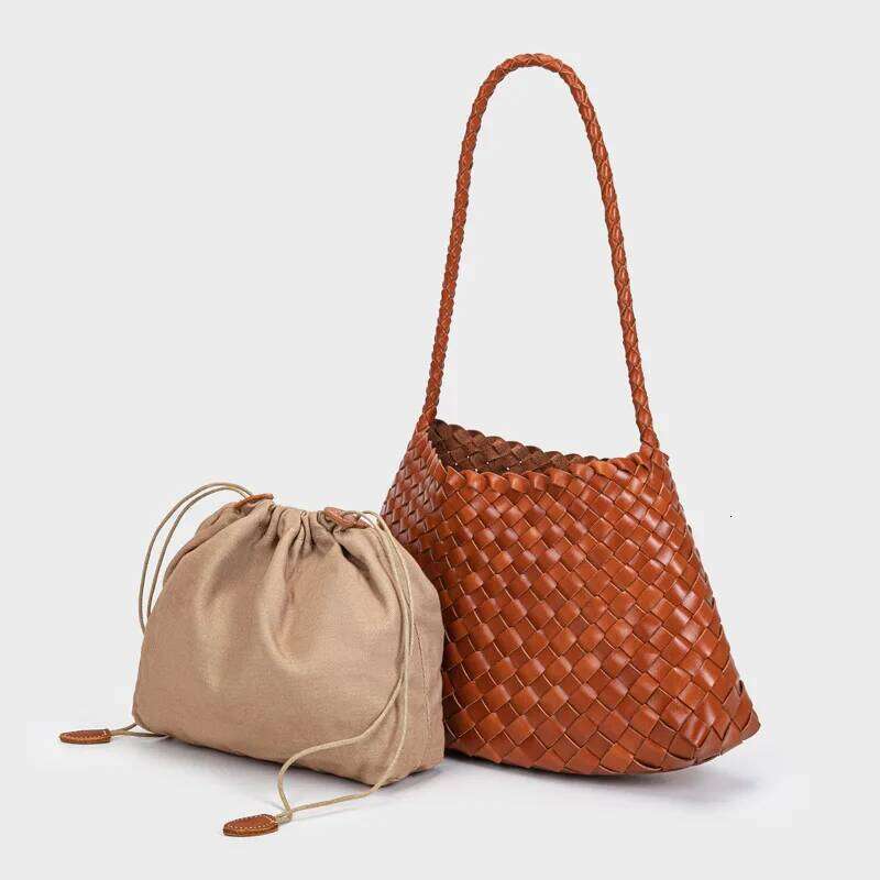 Grain Cowhide Woven Dragon French Genuine Leather Shoulder Underarm Purse Retro Vegetable-Tanned Crossbody Bag Women Fashion