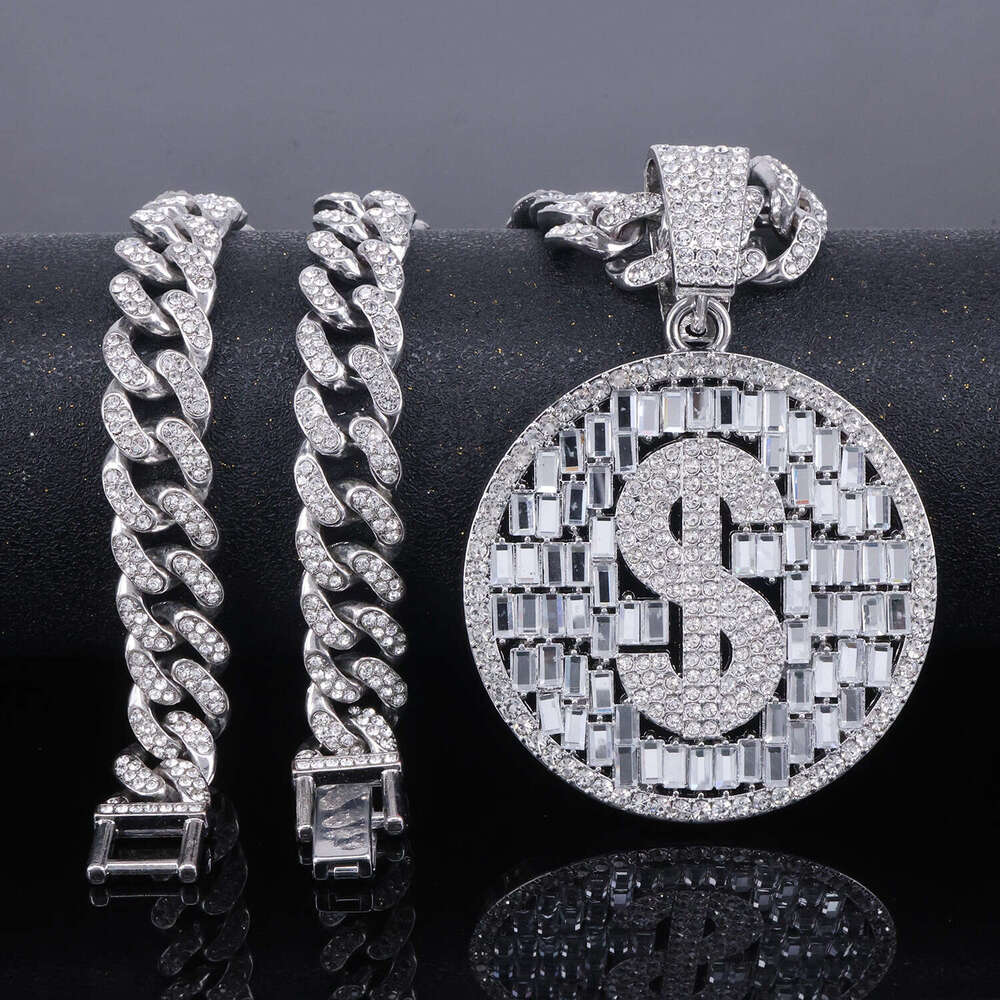 Luxury Moissanite necklace + pendant VVS Moissanite ice diamond gold chain necklace 925 sterling silver men's necklace Miami Cuban chain necklace