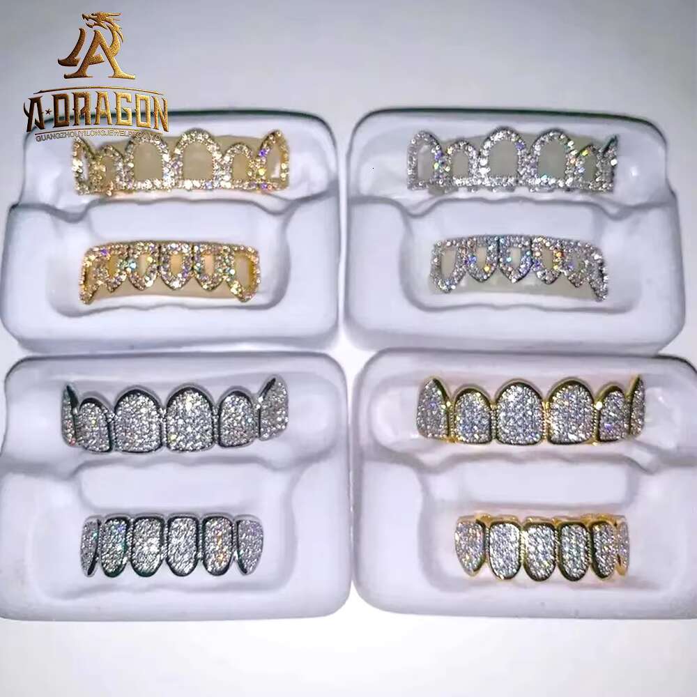 Custom Vvs Moissanite Grill Hip Hop Style Iced Out Princess Cut Diamond 925 Silver Fine Jewelry Grilliz for Men Women