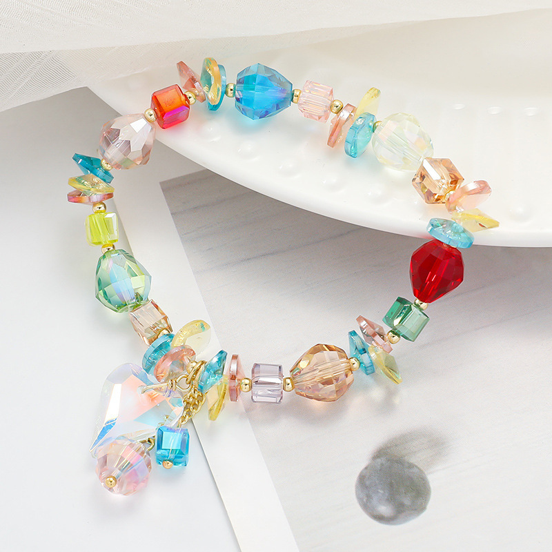 Colorful Small Fresh Crystal Bracelet, Female Forest Fairy Love Pendant, Hand String