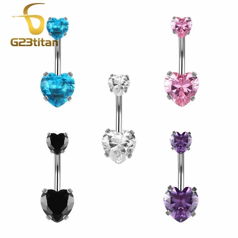 14G CZ Zircon Heart Steel Navel Piercing Ring 12mm Curved Barbell Belly Button Bar Women Accessories pircing ombligos 250530