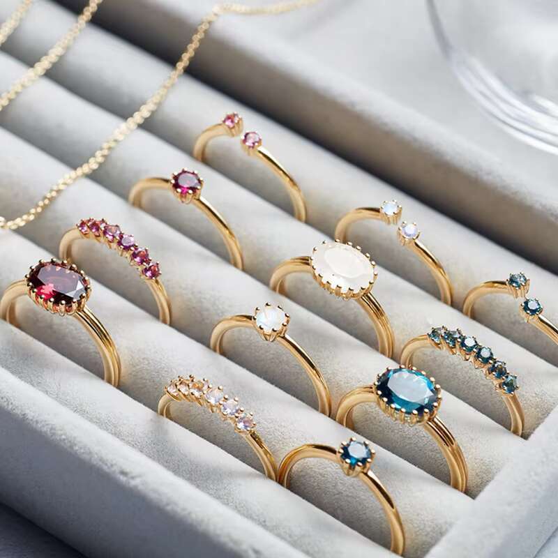 Wholesale 925 Sterling Silver Gold Plated Jewelry Custom Moissanite Wedding Gemstone Crystal Rose Quartz Fine Ring for Women