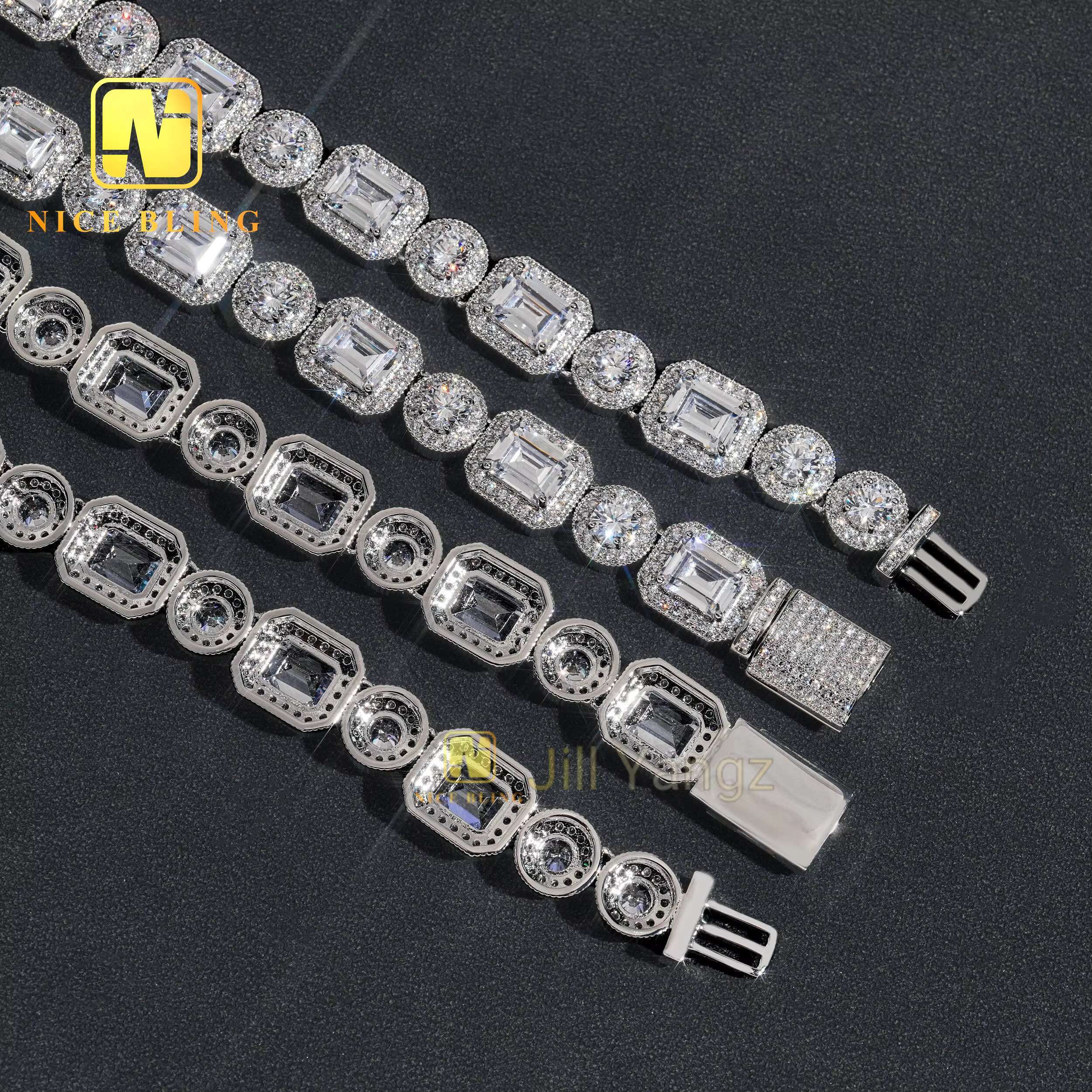 Prepared stock square ice cubes sugar Cuba chain luxury 18K gold necklace tennis chain 12mm Cuba link hip hop rock 5