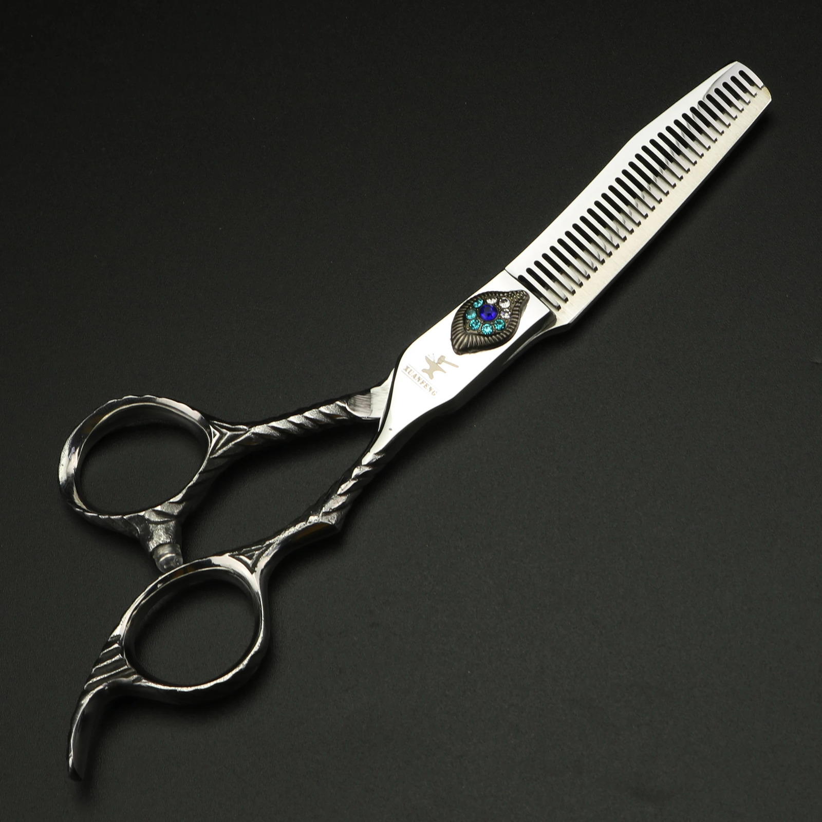 Silver Peacock Screw Barber Cutting and Thinning Scissors 6-inch Japanese 440C Steel Hair Scissors 250530