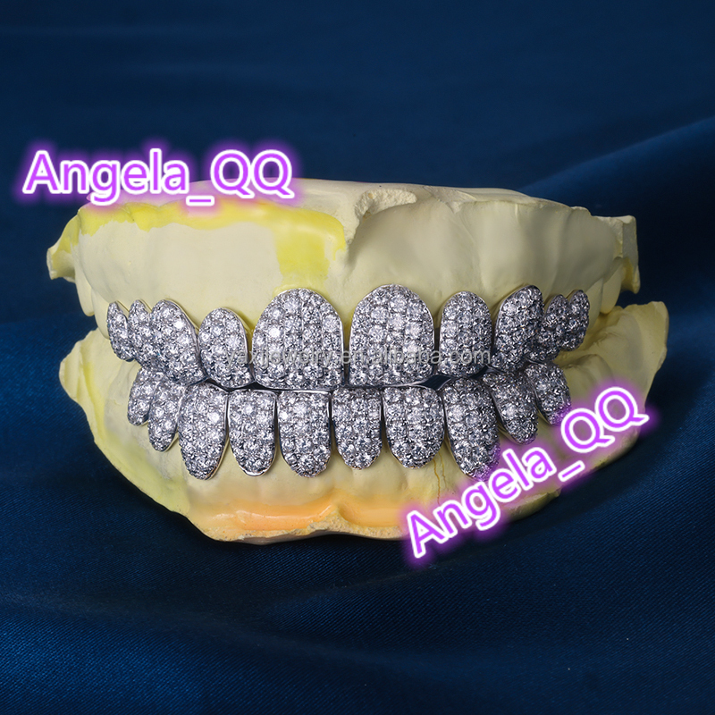 Factory Custom S925 Silver 10K 14K Solid Gold Grillz Out VVS Moissanite Lab Grown Diamond Grillz for Men Women