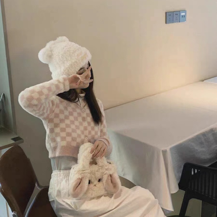 designer Winter Cartoon Plush Cute Rabbit Handbag for Women 2025 New Niche Shoulder Crossbody Furry Bag for Girls