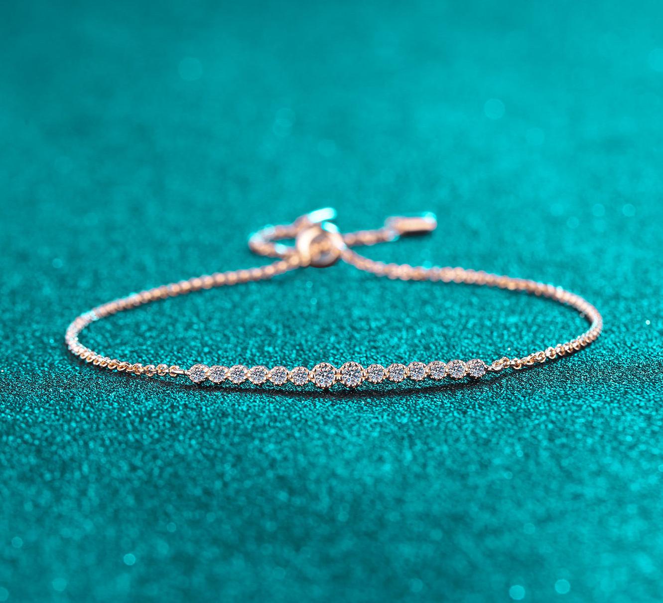 Champagne Toned 925 Sterling Silver Jewellery Piece: A Versatile Moissanite Bangle Ideal for Everyday Wear