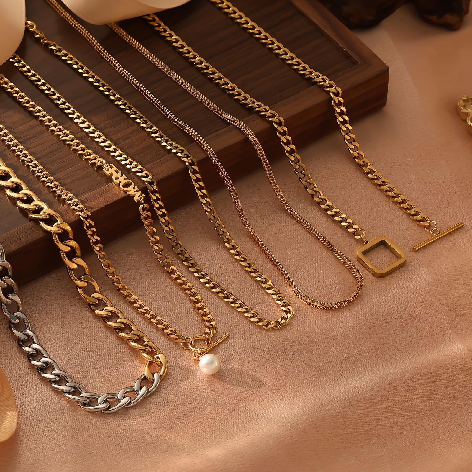 Stainless Six-Sided Polished for Men Trendy Bold Cuban Chain Hip-Hop Titanium Steel Necklace