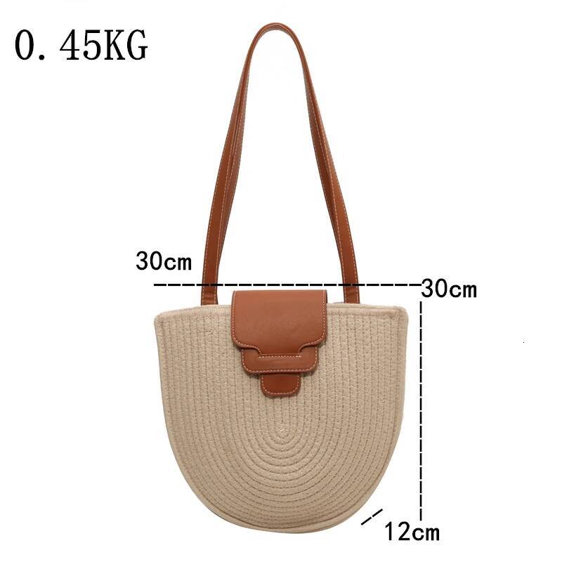 2025 New Large Capacity Beach Shopping Bag Luxury Design Woven Shoulder Bag Designer Women's Handmade Cotton Thread Woven Handbag Summer Travel B