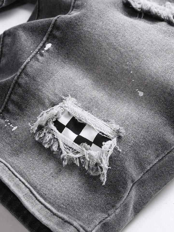 Summer Mens Ripped Denim Shorts Jeans Clothing Bermuda Cotton Shorts Breathable Knee Length Denim Shorts Male Fashion Hole Jeans 250528