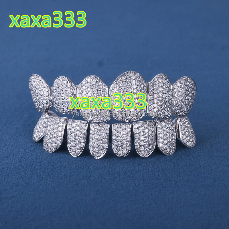 925 Silver 10K 14K 18K Vvs Moissanite Custom Gold Teeth Grillz With Round Brilliant Cut Hip Hop Diamond Grillz for Men Women