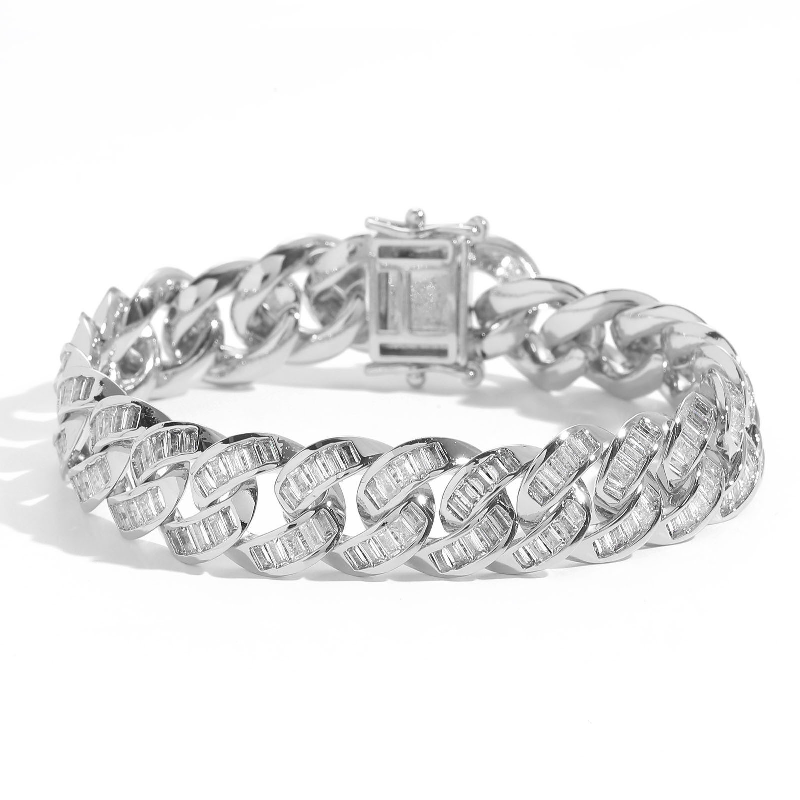 Hip Hop Mens Bracelet 13mm Wide T Cubic Moissaniteia Cuban Chain Personality Micro Paved Moissanite Hip Hop Accessories moissanite