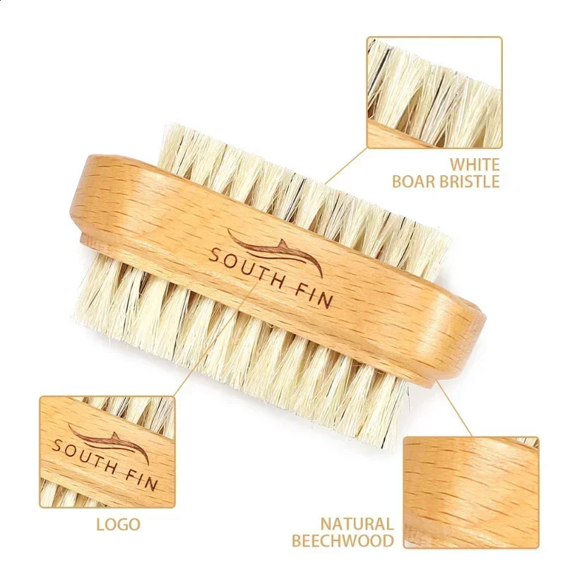Double Sides Brushes Nail Cleaning Brush with Wooden Handle Natural Bristles Manicure Pedicure Tool Scrubbing Brush Nail brush 250528