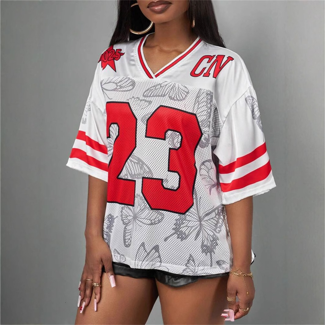 Designer T Shirt European And American Summer New Women S Fashion Cross Border Trade Trendy Casual Loose Printed Hollow T Shirt Short Sleeve Essential